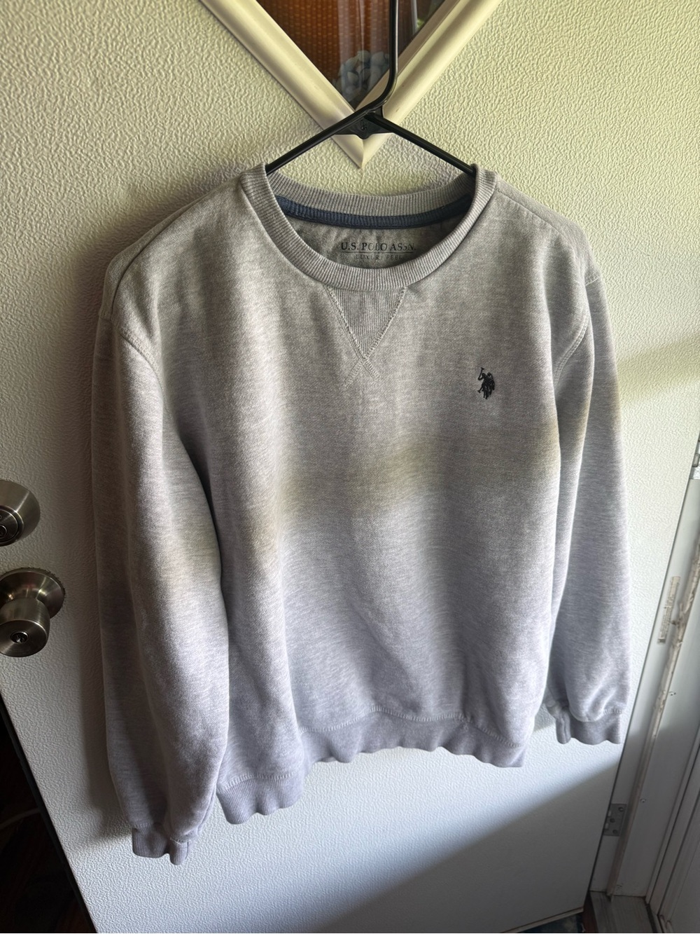 U.S. Polo Assn. Light Gray Crewneck Sweatshirt with Navy Logo